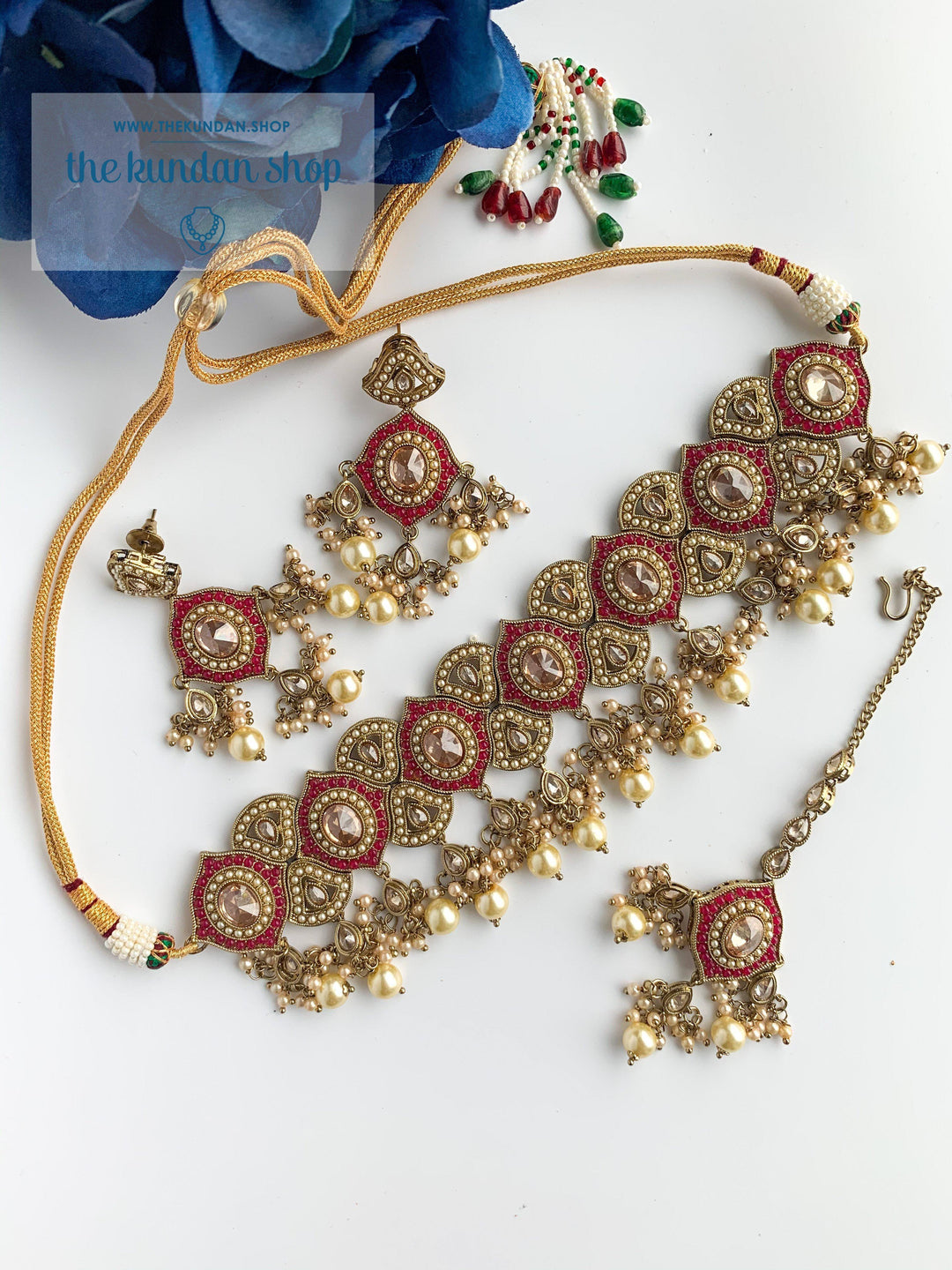 Entangled in Dark Pink Necklace Sets THE KUNDAN SHOP 