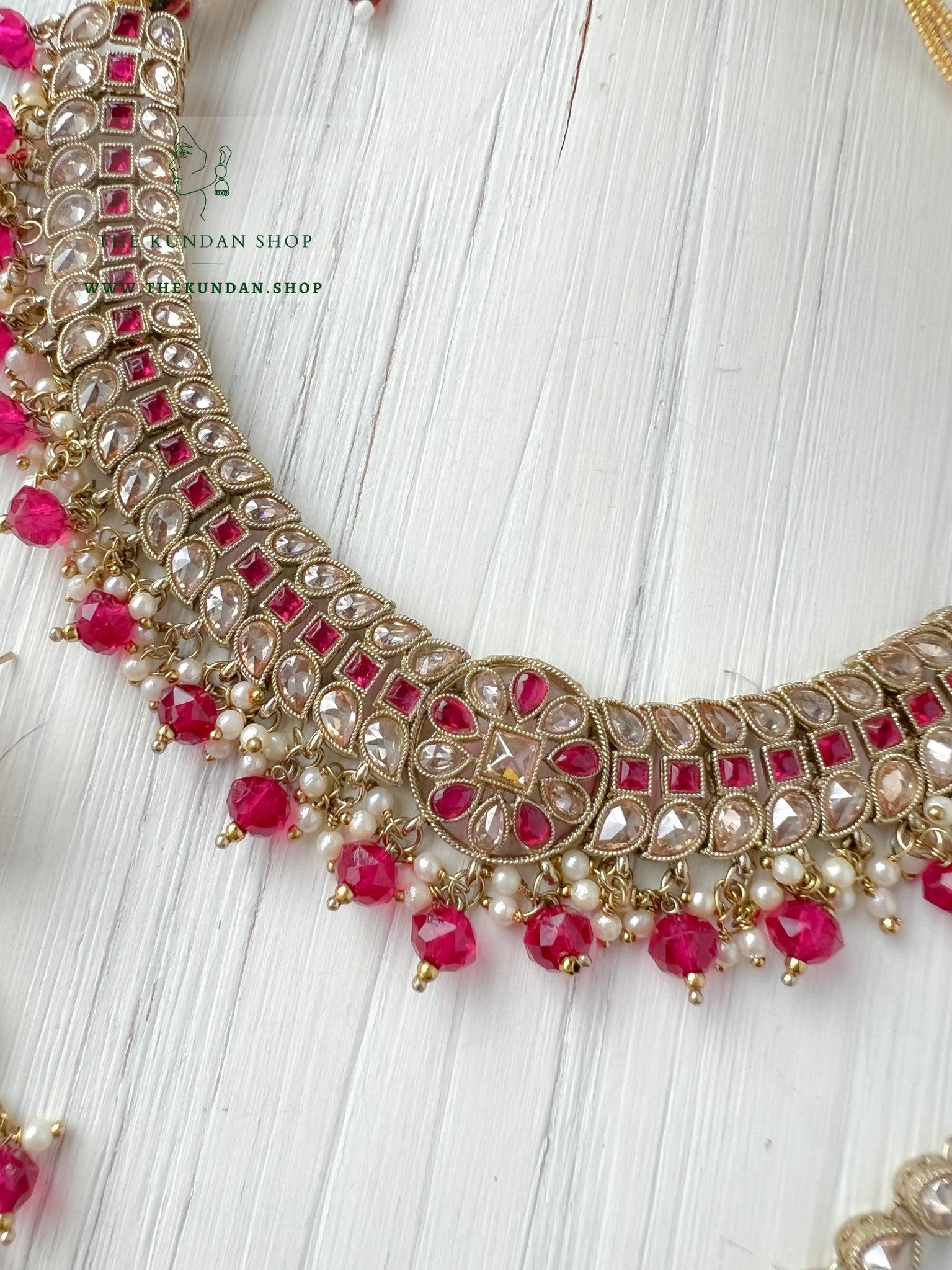 Sundown in Dark Pink Necklace Sets THE KUNDAN SHOP 