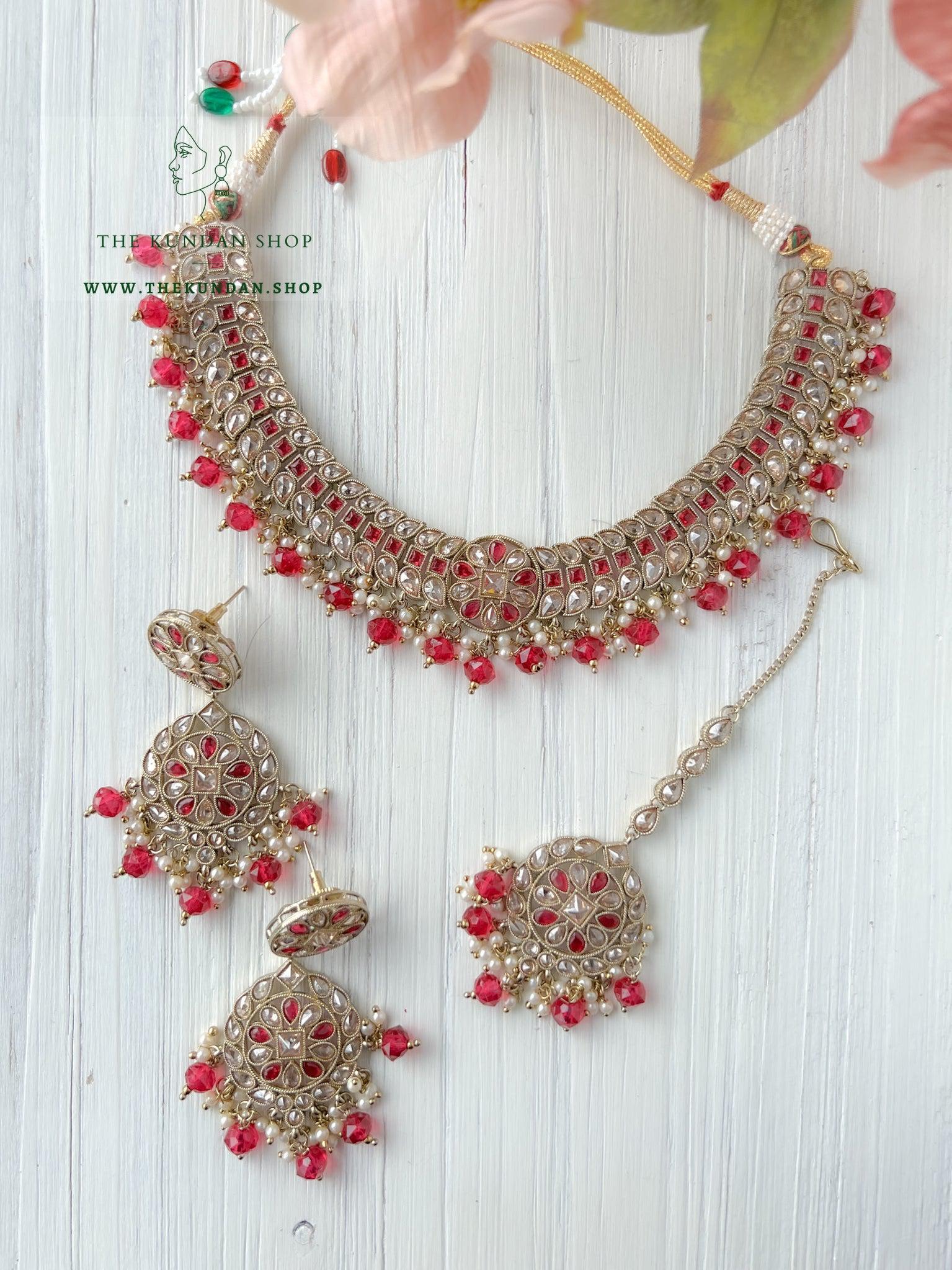 Sundown in Dark Pink Necklace Sets THE KUNDAN SHOP 