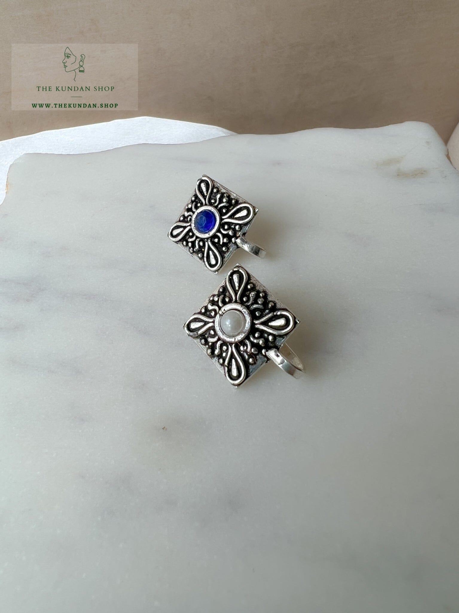 Oxidized Nose Pin - Diamond Naath THE KUNDAN SHOP 