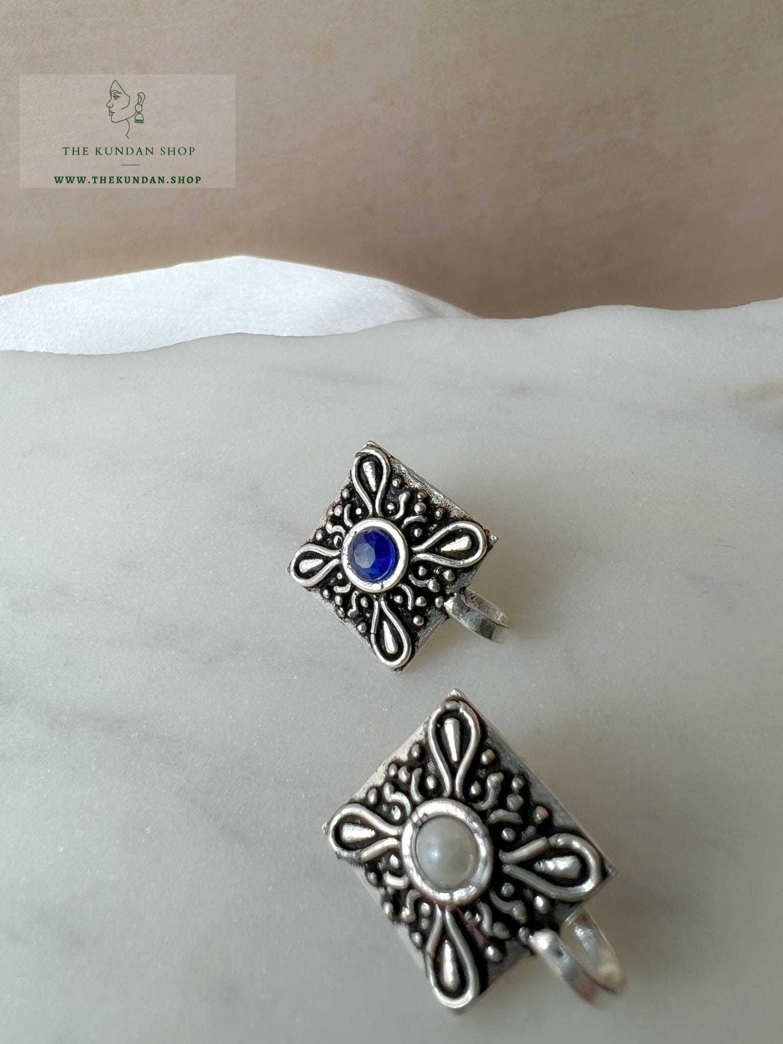 Oxidized Nose Pin - Diamond Naath THE KUNDAN SHOP 