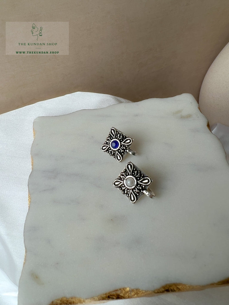 Oxidized Nose Pin - Diamond Naath THE KUNDAN SHOP 