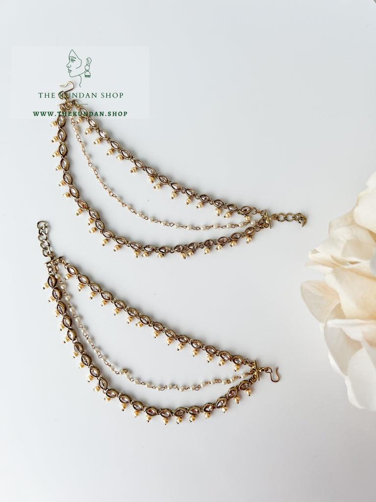Dainty Polki Saharay in Champagne Sahara Earrings THE KUNDAN SHOP 
