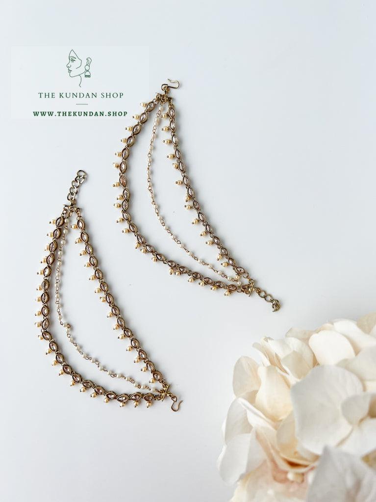 Dainty Polki Saharay in Champagne Sahara Earrings THE KUNDAN SHOP 