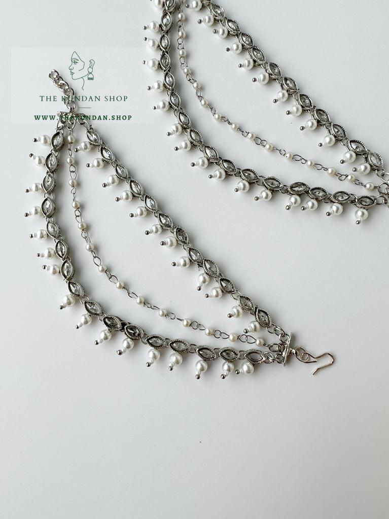 Dainty Polki Saharay in Silver Sahara Earrings THE KUNDAN SHOP 