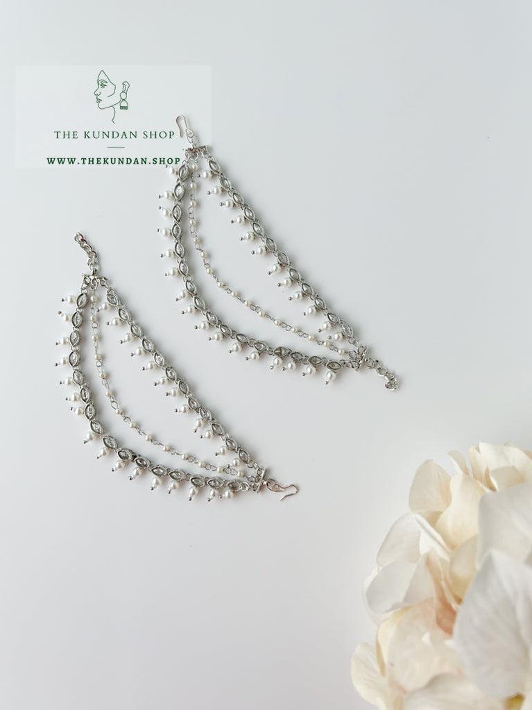 Dainty Polki Saharay in Silver Sahara Earrings THE KUNDAN SHOP 