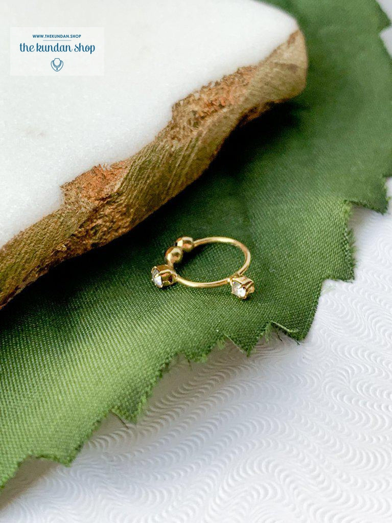 Double Stone Clip On Nose Ring Naath THE KUNDAN SHOP 