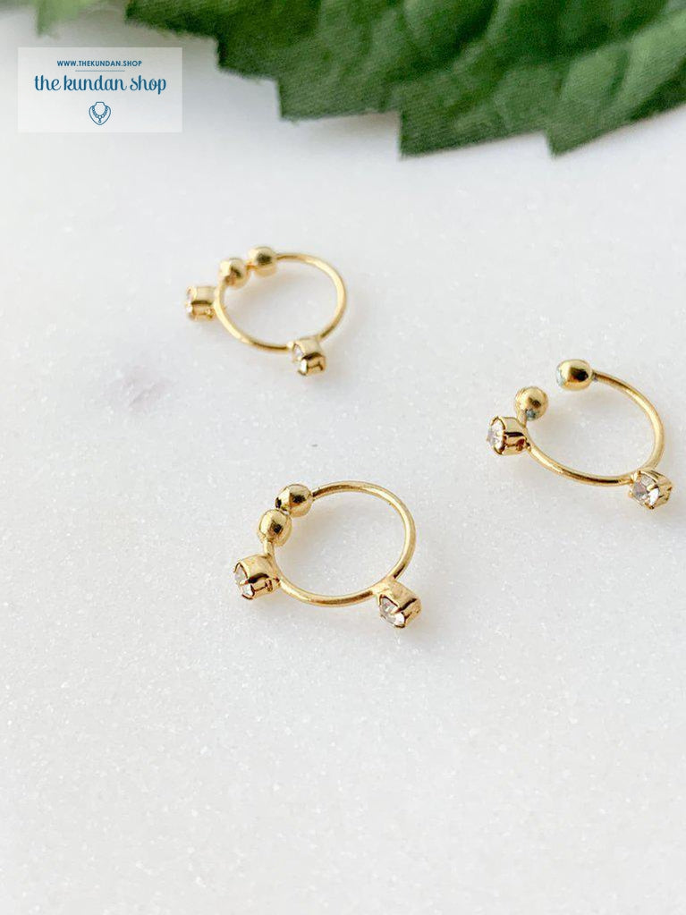 Double Stone Clip On Nose Ring Naath THE KUNDAN SHOP 