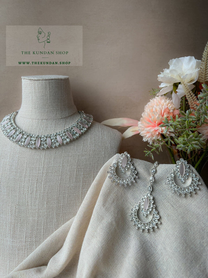 Considered in Silver & Light Pink Necklace Sets THE KUNDAN SHOP 