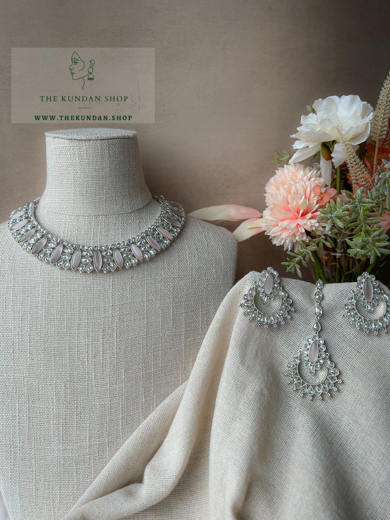 Considered in Silver & Light Pink Necklace Sets THE KUNDAN SHOP 
