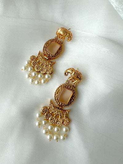 Sentient Drops in Antique Earrings THE KUNDAN SHOP Pearl 