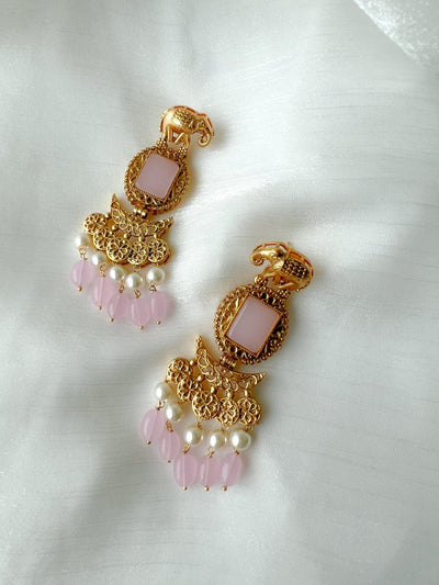 Sentient Drops in Antique Earrings THE KUNDAN SHOP Pink 