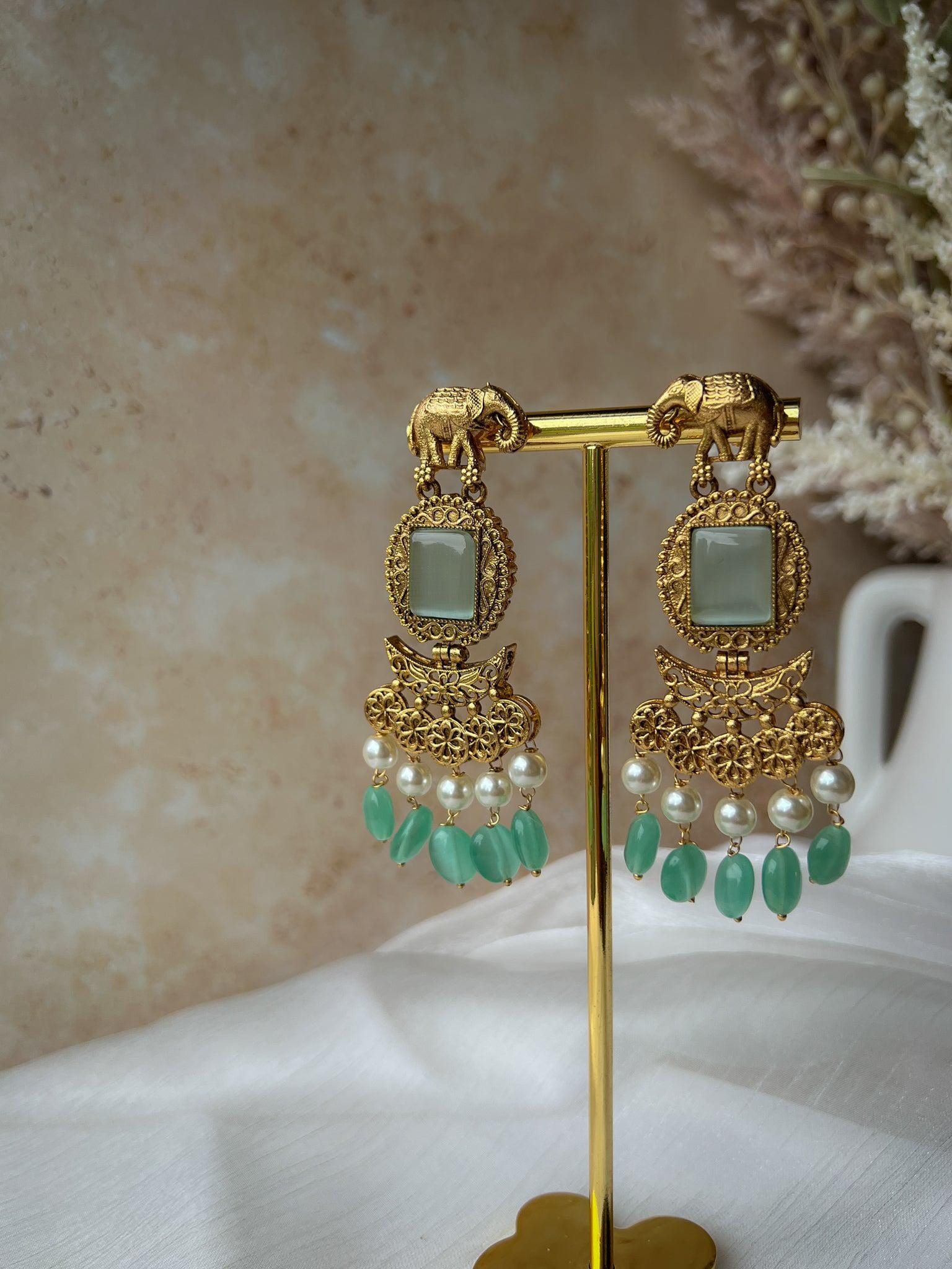 Sentient Drops in Antique Earrings THE KUNDAN SHOP Mint 