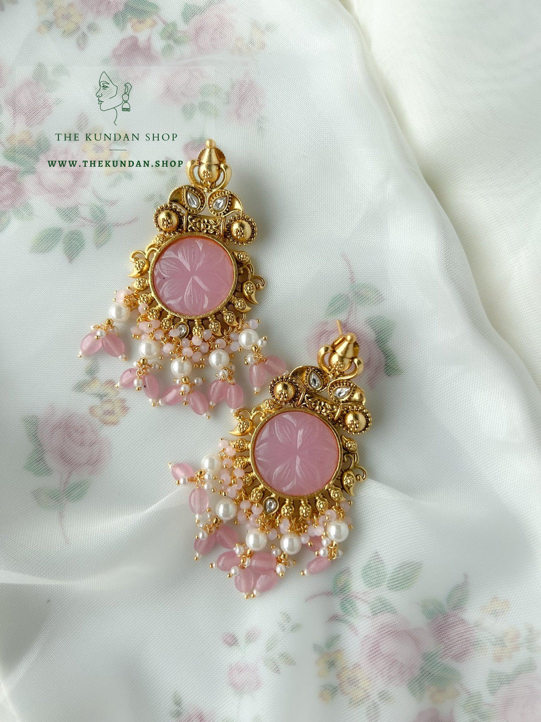 The Floral Center Earrings THE KUNDAN SHOP Pink 