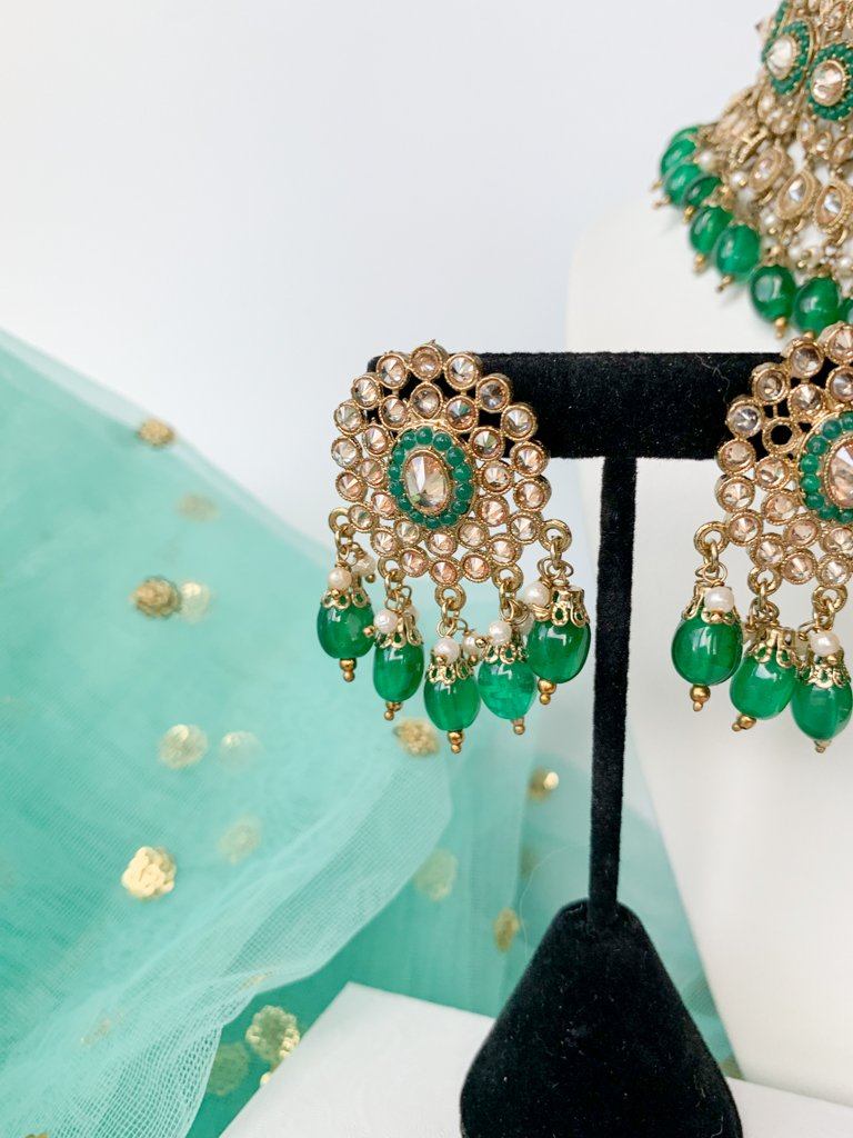 Divert in Emerald Necklace Sets THE KUNDAN SHOP 