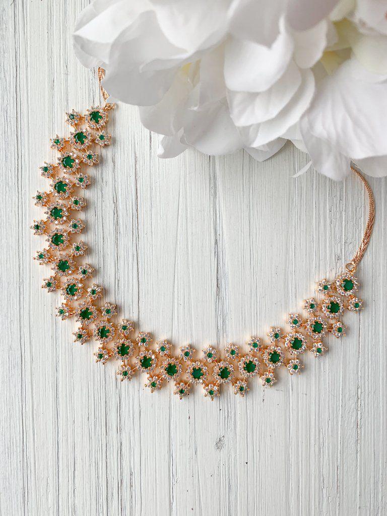 Cherished in Gold & Emerald Necklace Sets THE KUNDAN SHOP Without Earrings (Necklace Only) 