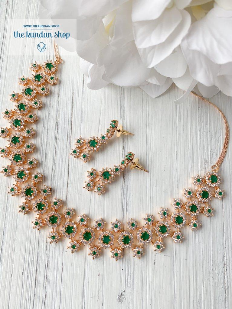 Cherished in Gold & Emerald Necklace Sets THE KUNDAN SHOP With Earrings 