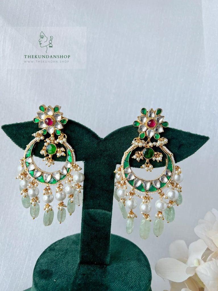 Immaculate in Emerald Earrings THE KUNDAN SHOP 