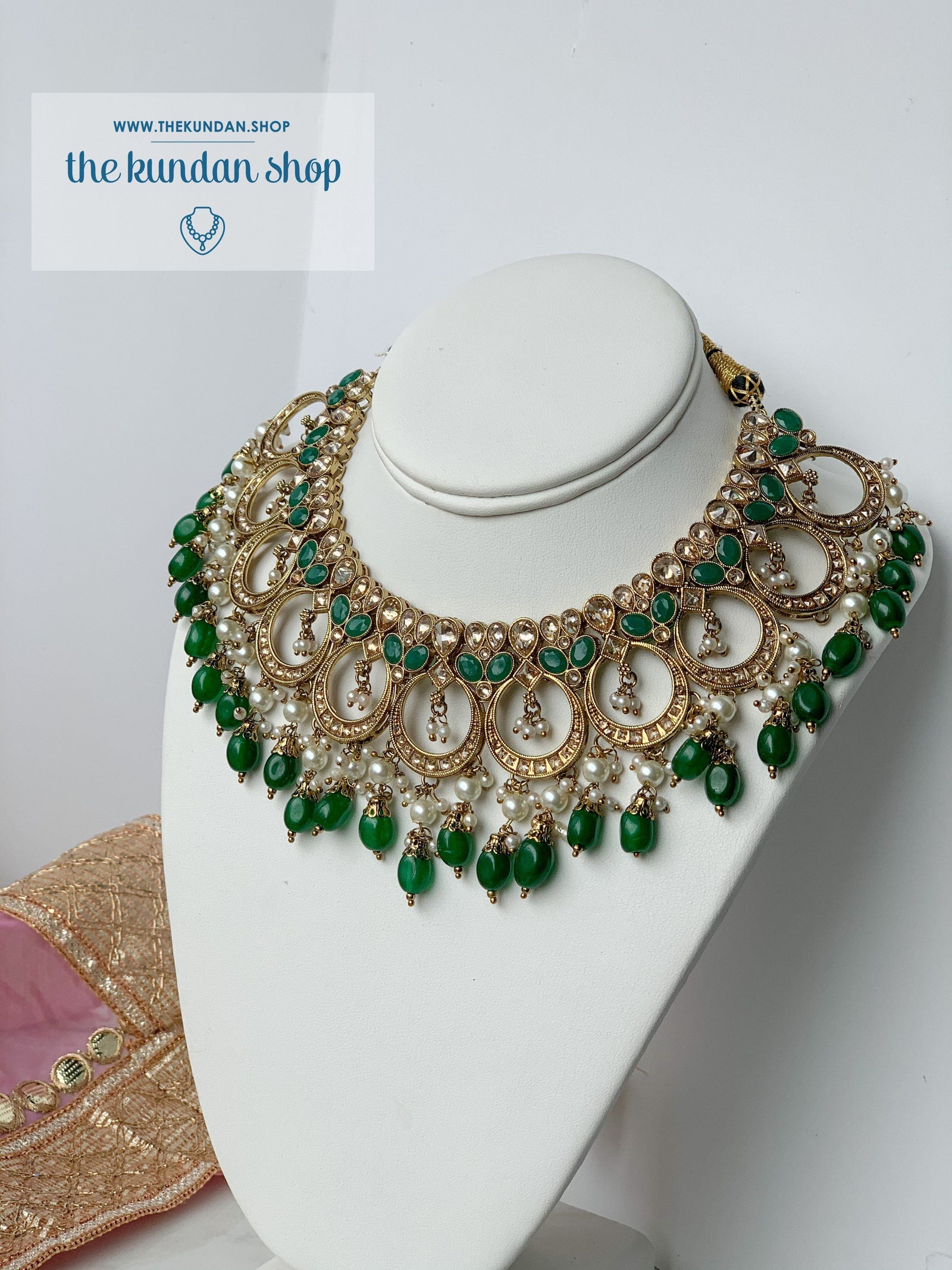 Miracle in Emerald Green Necklace Sets THE KUNDAN SHOP 