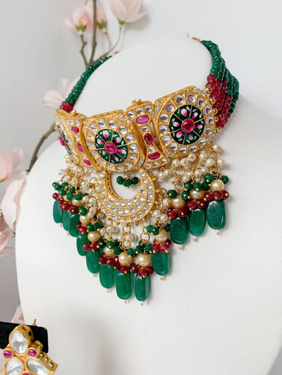 Resistance in Ruby & Emerald Necklace Sets THE KUNDAN SHOP 