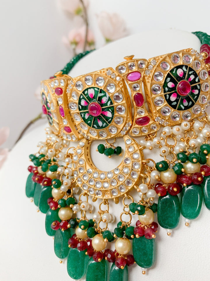 Resistance in Ruby & Emerald Necklace Sets THE KUNDAN SHOP 