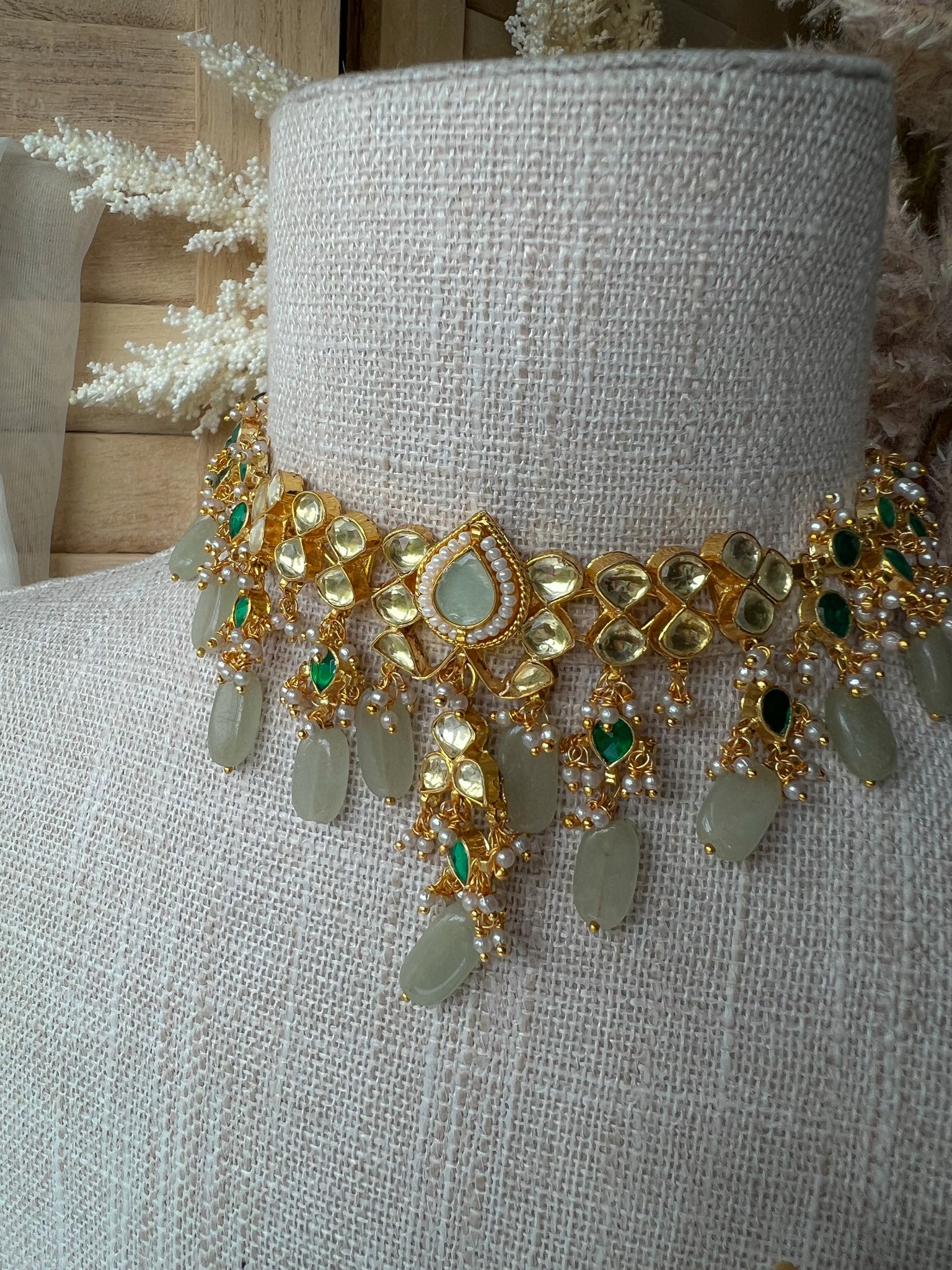 Sensation in Emerald & Mint Necklace Sets THE KUNDAN SHOP 