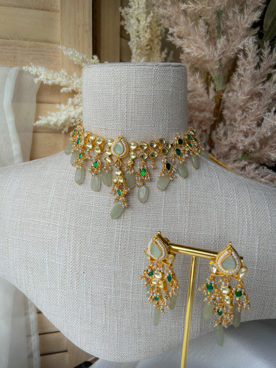 Sensation in Emerald & Mint Necklace Sets THE KUNDAN SHOP 