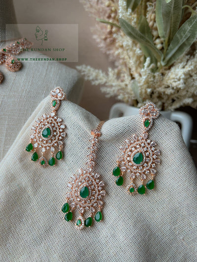 Resilient in Rose Gold & Emerald Green Necklace Sets THE KUNDAN SHOP 