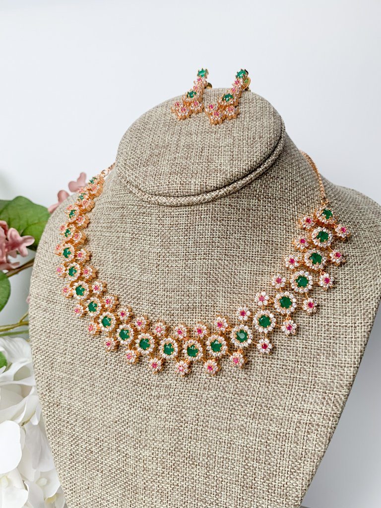 Cherished in Gold & Emerald Ruby Necklace Sets THE KUNDAN SHOP 