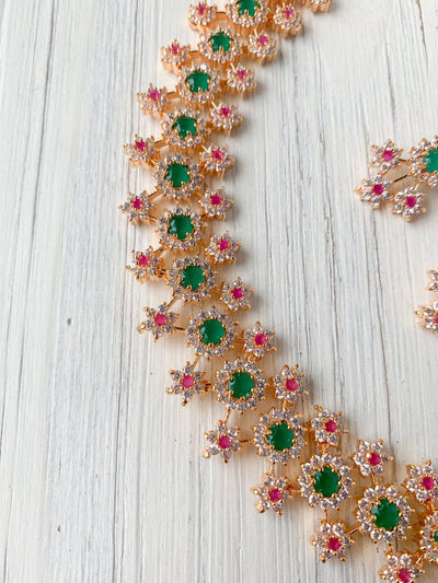 Cherished in Gold & Emerald Ruby Necklace Sets THE KUNDAN SHOP 