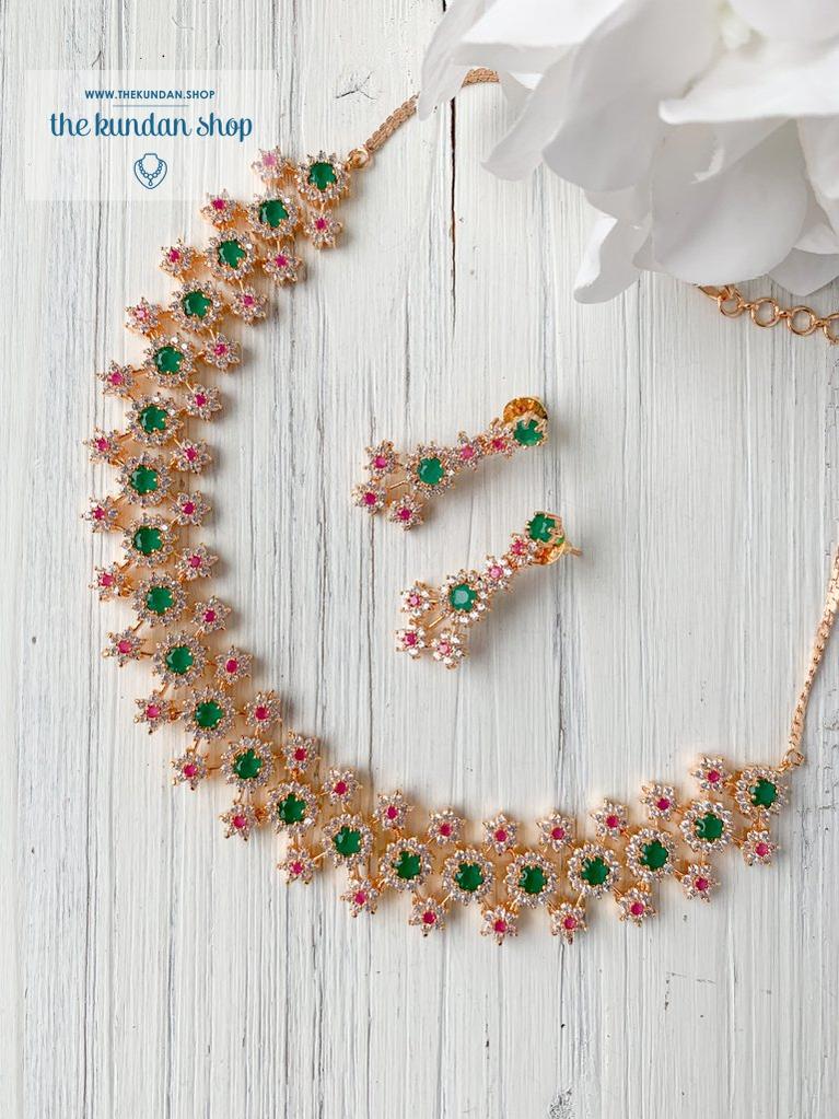 Cherished in Gold & Emerald Ruby Necklace Sets THE KUNDAN SHOP 
