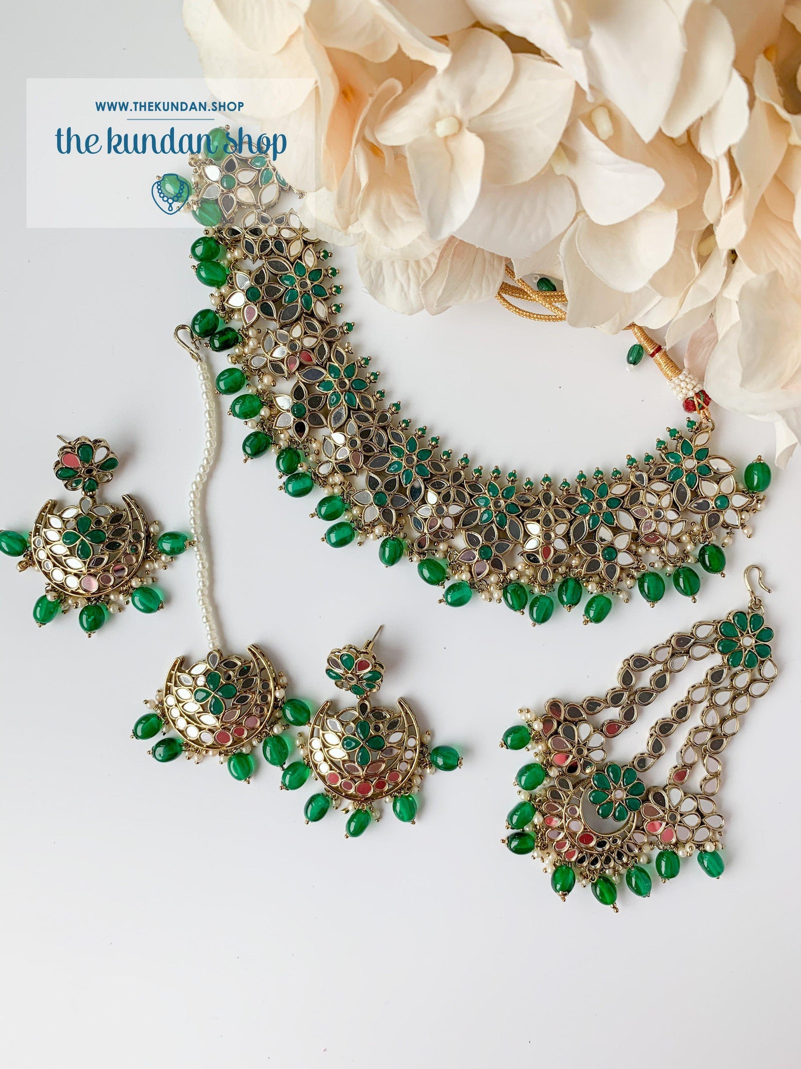 Faith in Emerald Necklace Sets THE KUNDAN SHOP 