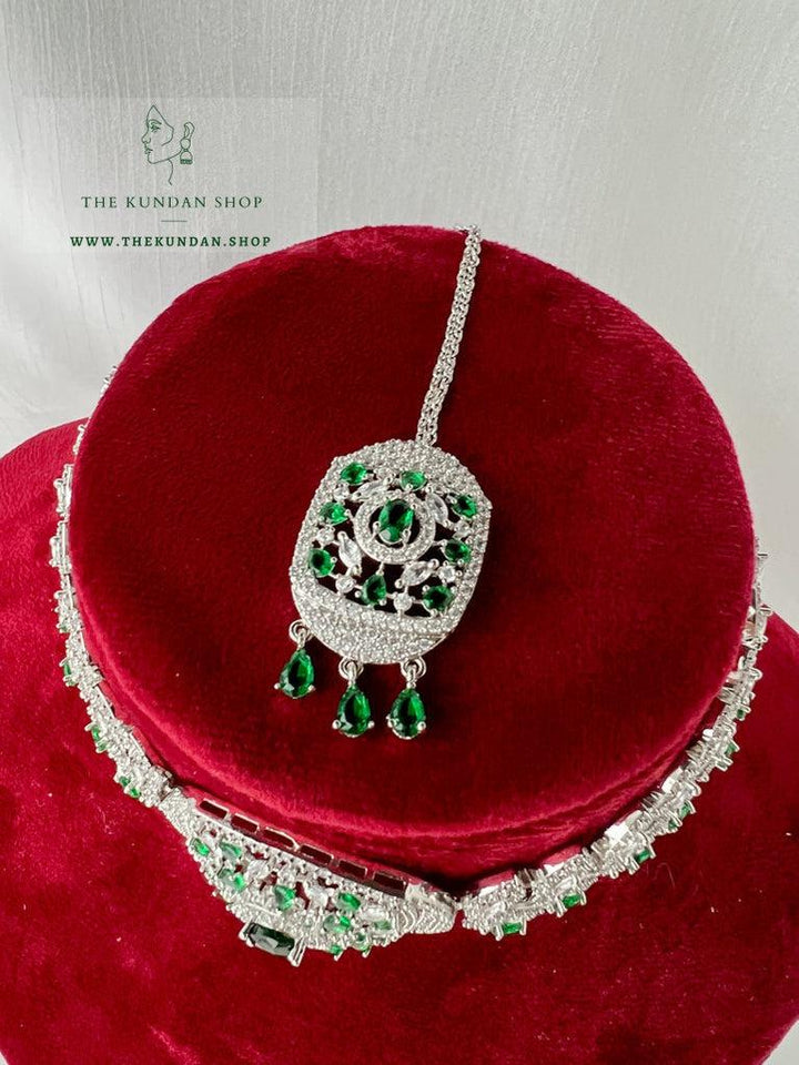 Boundless in Silver & Emerald Necklace Sets THE KUNDAN SHOP 