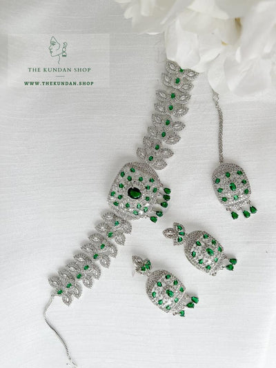 Boundless in Silver & Emerald Necklace Sets THE KUNDAN SHOP 