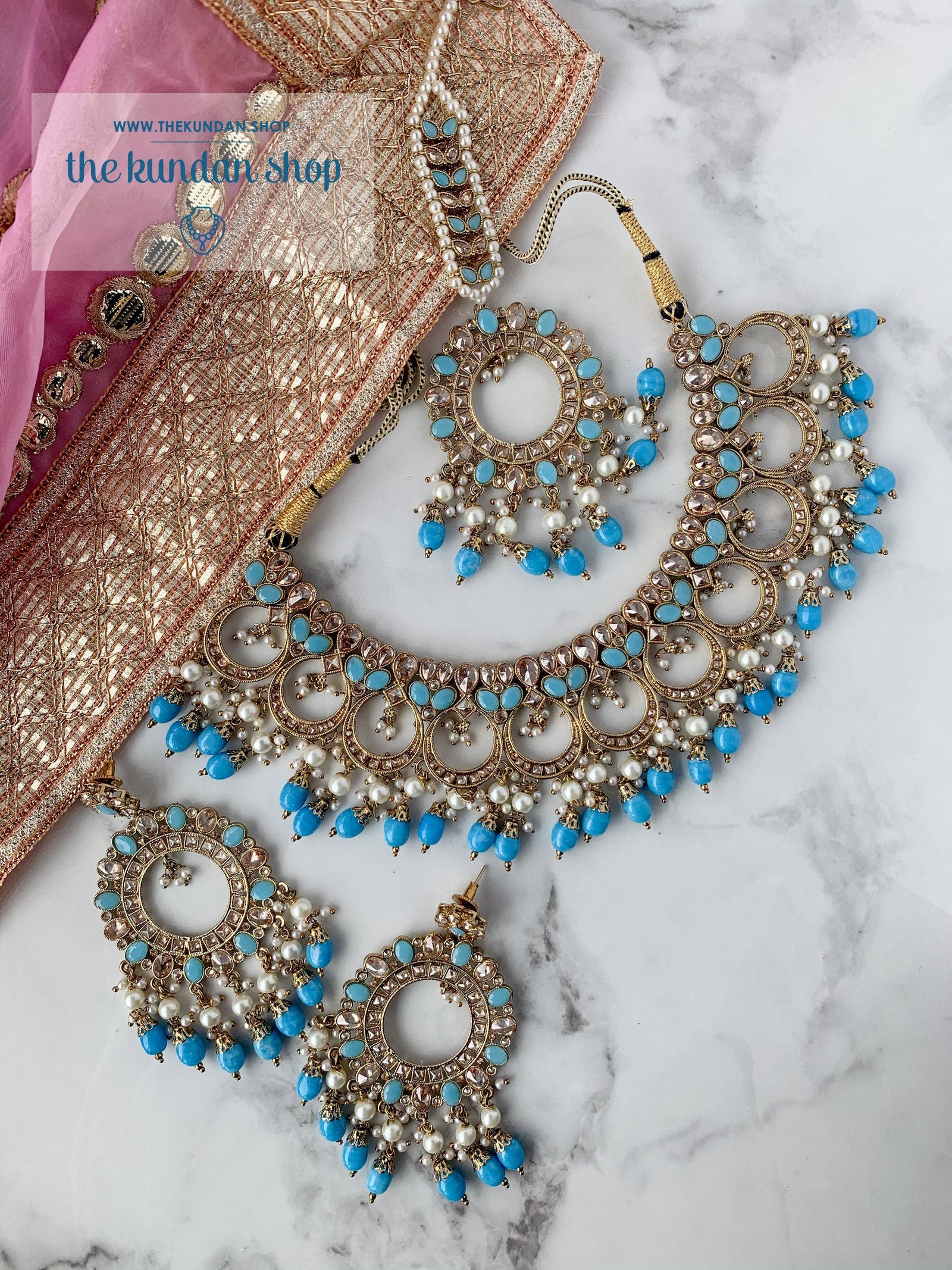 Miracle in Feroza Blue Necklace Sets THE KUNDAN SHOP 