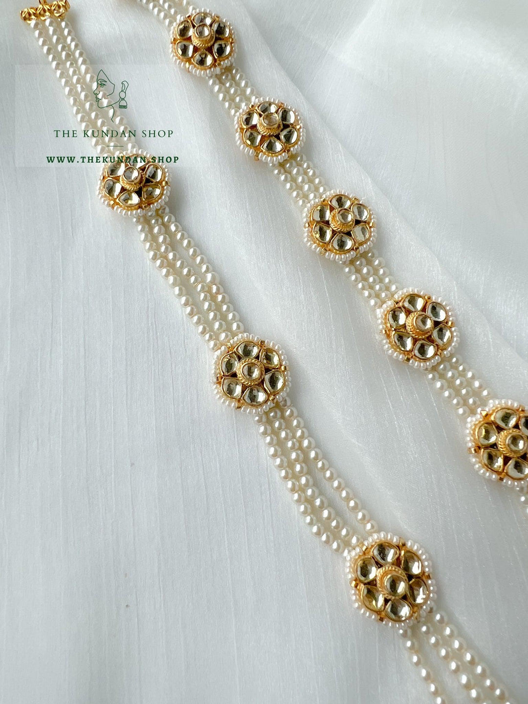 Floral Pearls - Headband Mathapathi THE KUNDAN SHOP 