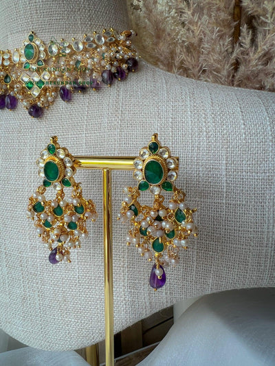 Conquest in Purple & Emerald Necklace Sets THE KUNDAN SHOP 