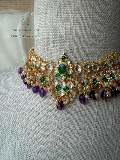 Conquest in Purple & Emerald Necklace Sets THE KUNDAN SHOP 