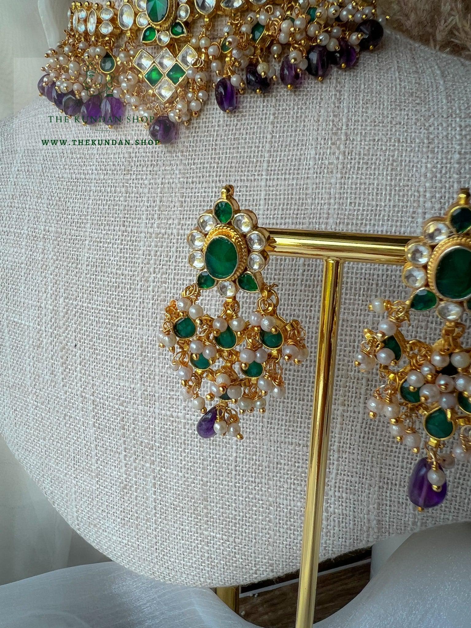 Conquest in Purple & Emerald Necklace Sets THE KUNDAN SHOP 