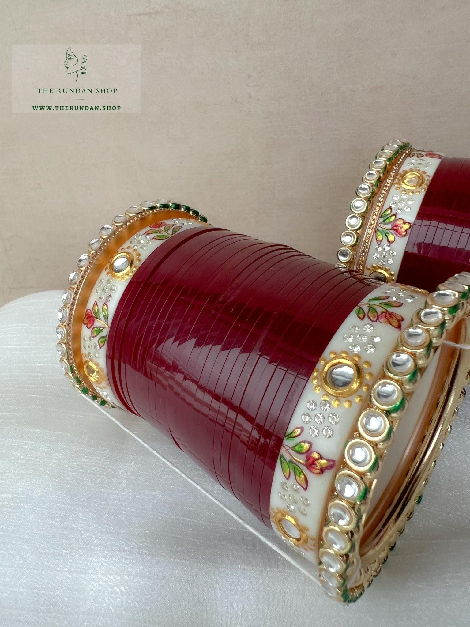 Superior Kundan Chooda in Maroon Bangles THE KUNDAN SHOP 