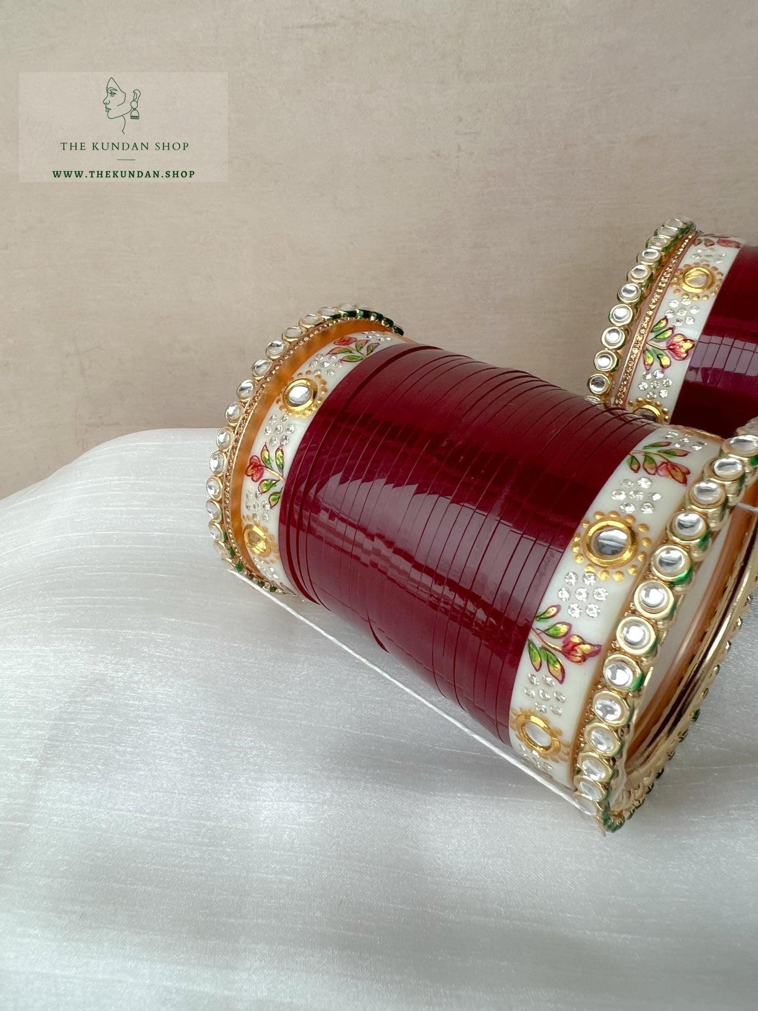Superior Kundan Chooda in Maroon Bangles THE KUNDAN SHOP 
