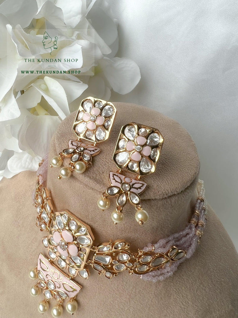 Floral Reflection in Pink Necklace Sets THE KUNDAN SHOP 
