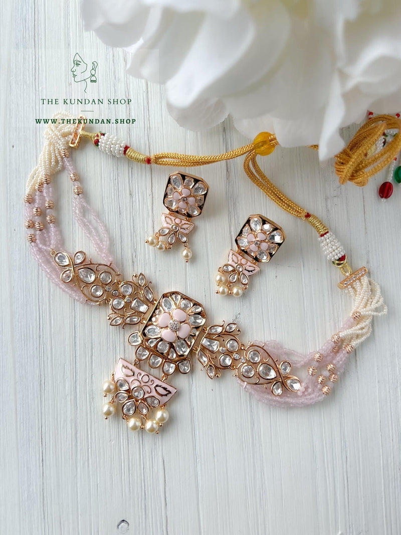 Floral Reflection in Pink Necklace Sets THE KUNDAN SHOP 