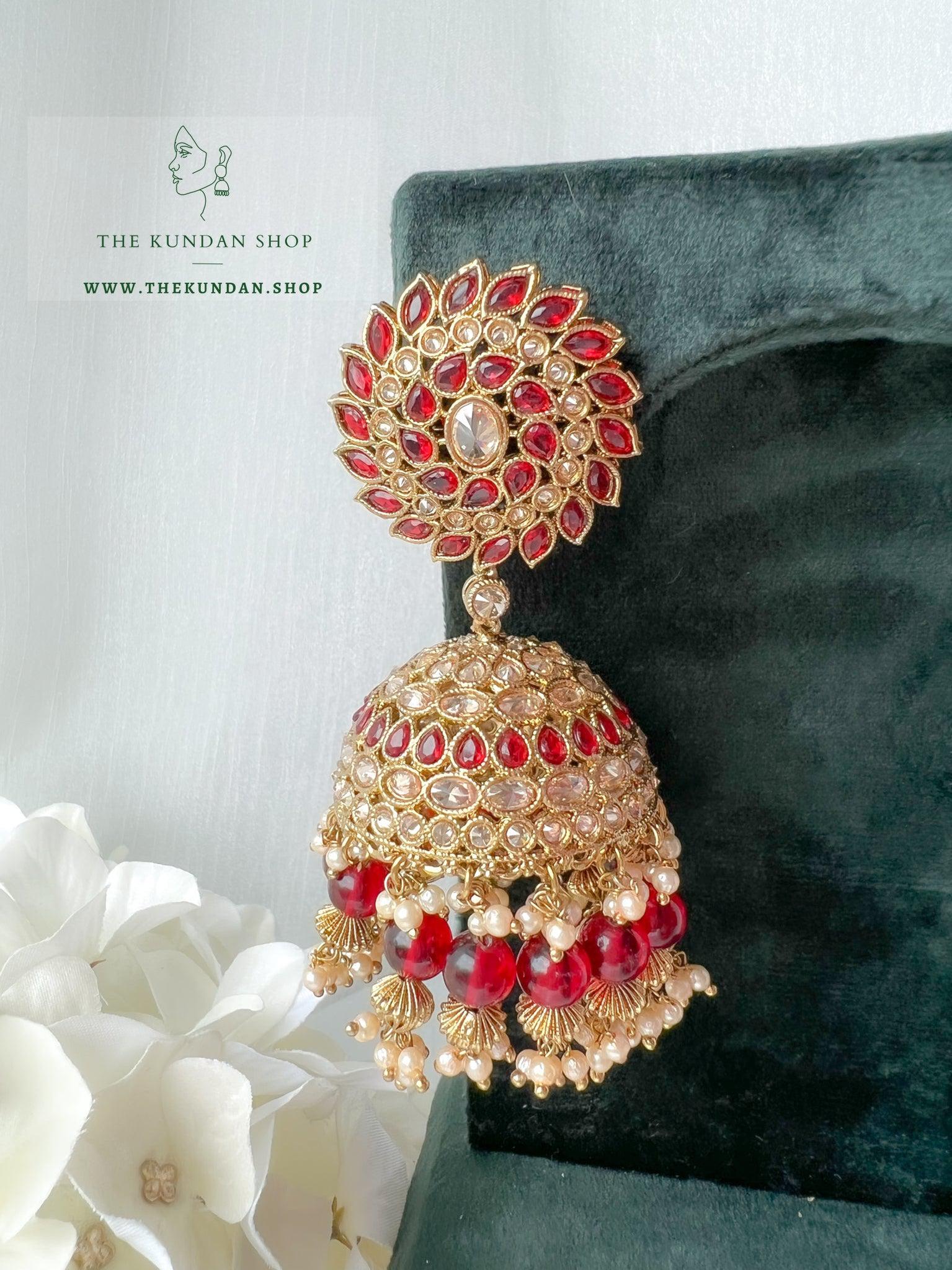 Perfect Match Jhumkis Earrings THE KUNDAN SHOP Ruby 
