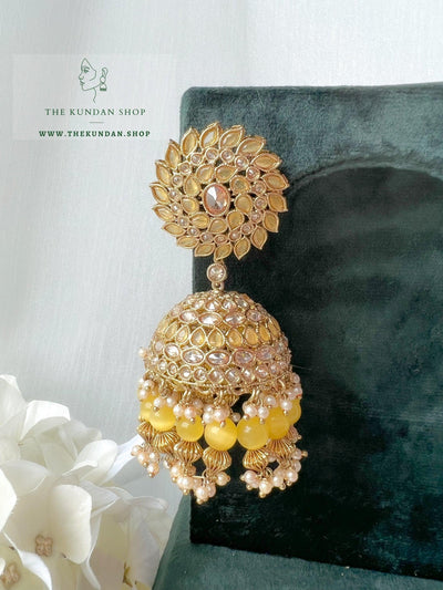 Perfect Match Jhumkis Earrings THE KUNDAN SHOP Yellow 