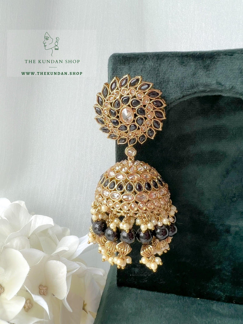 Perfect Match Jhumkis Earrings THE KUNDAN SHOP Black 