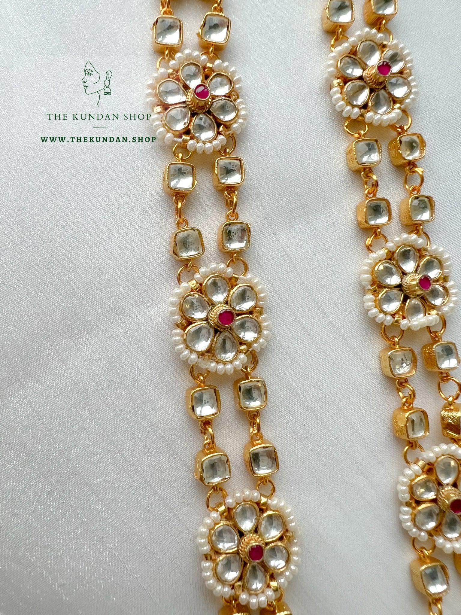 Flowery Pink - Headband Mathapathi THE KUNDAN SHOP 