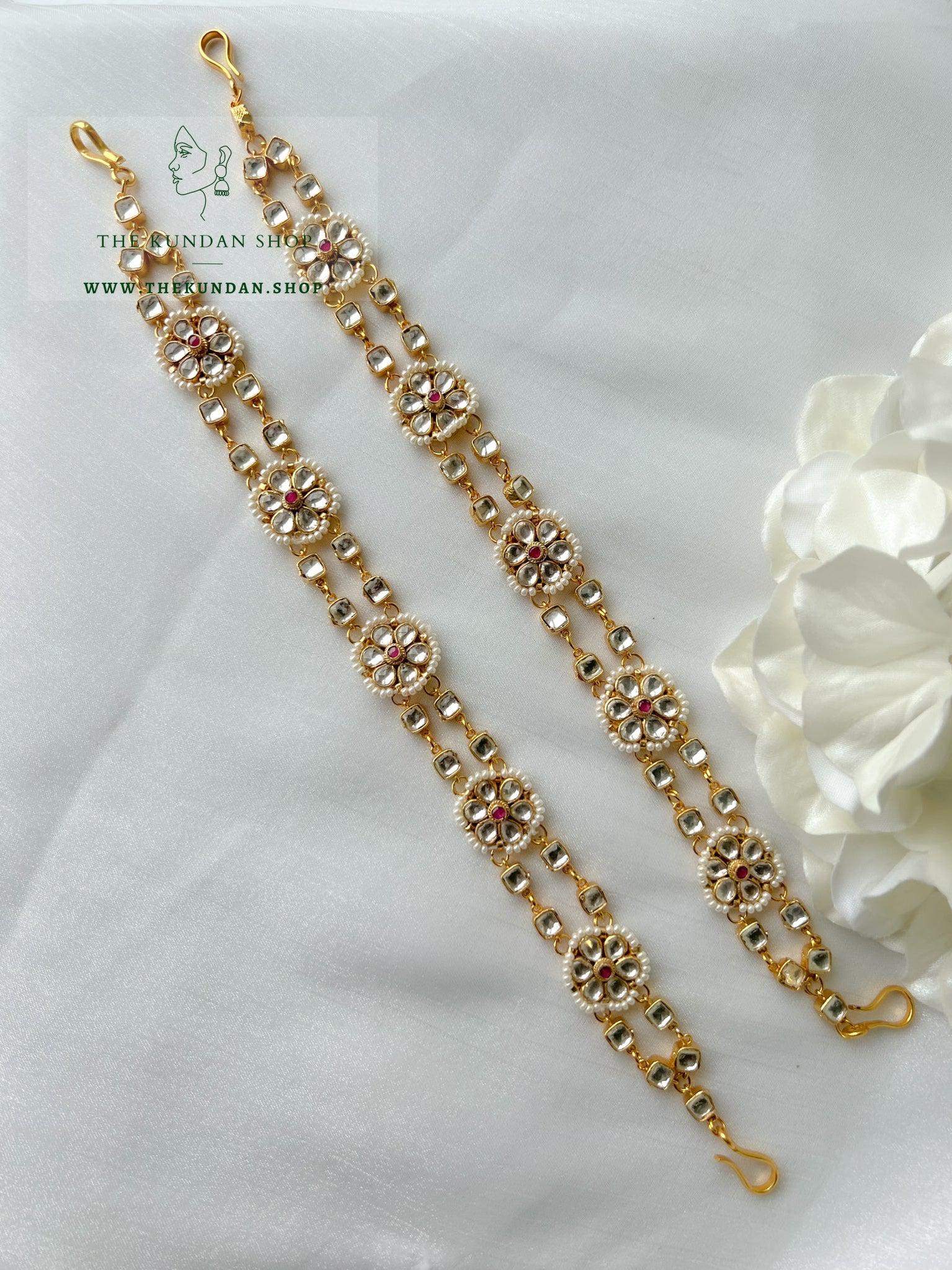 Flowery Pink - Headband Mathapathi THE KUNDAN SHOP 