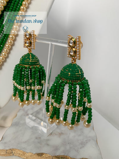 Tassel Dreams - Forest Green Necklace Sets THE KUNDAN SHOP 