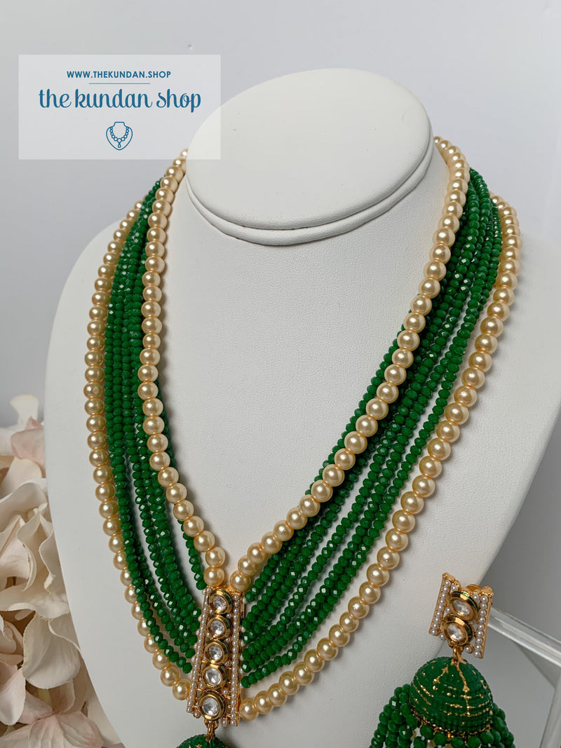 Tassel Dreams - Forest Green Necklace Sets THE KUNDAN SHOP 